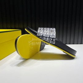 Fendi Printed Calf Leather Slippers For Men Black