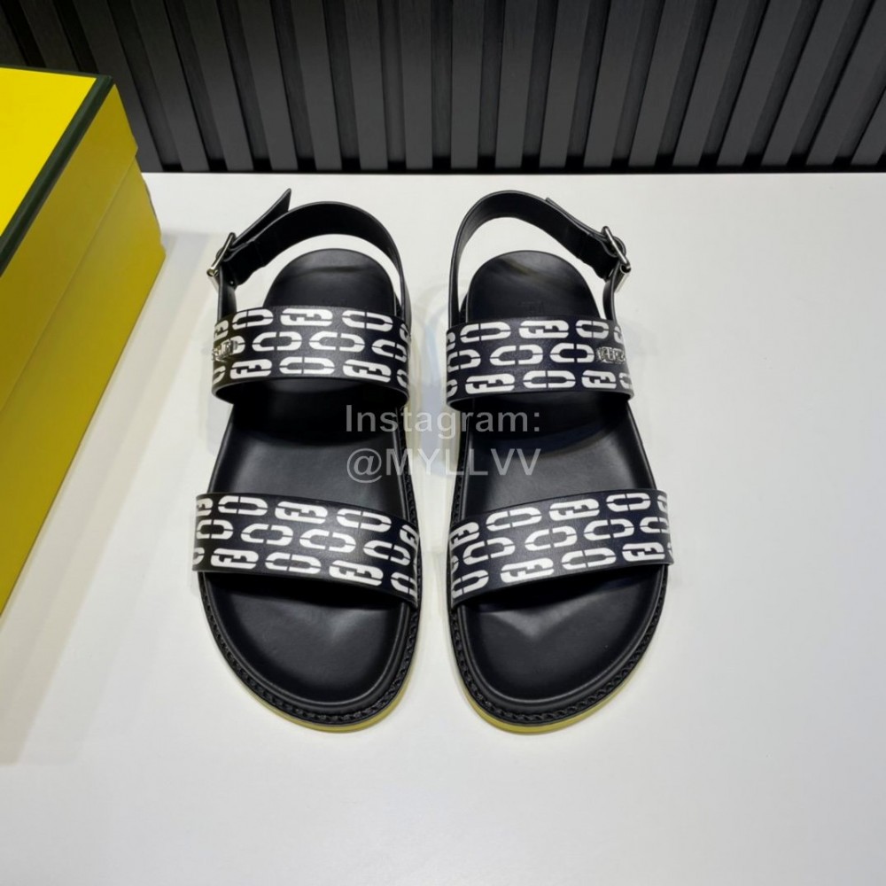 Fendi Printed Calf Leather Scandals For Men Black