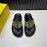 Fendi Printed Calf Leather Flip Flops For Men Yellow