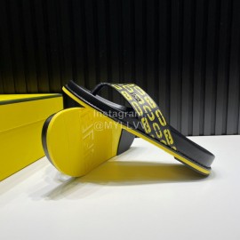 Fendi Printed Calf Leather Flip Flops For Men Yellow