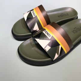 Fendi Fashion Printed Calf Leather Slippers For Men Green