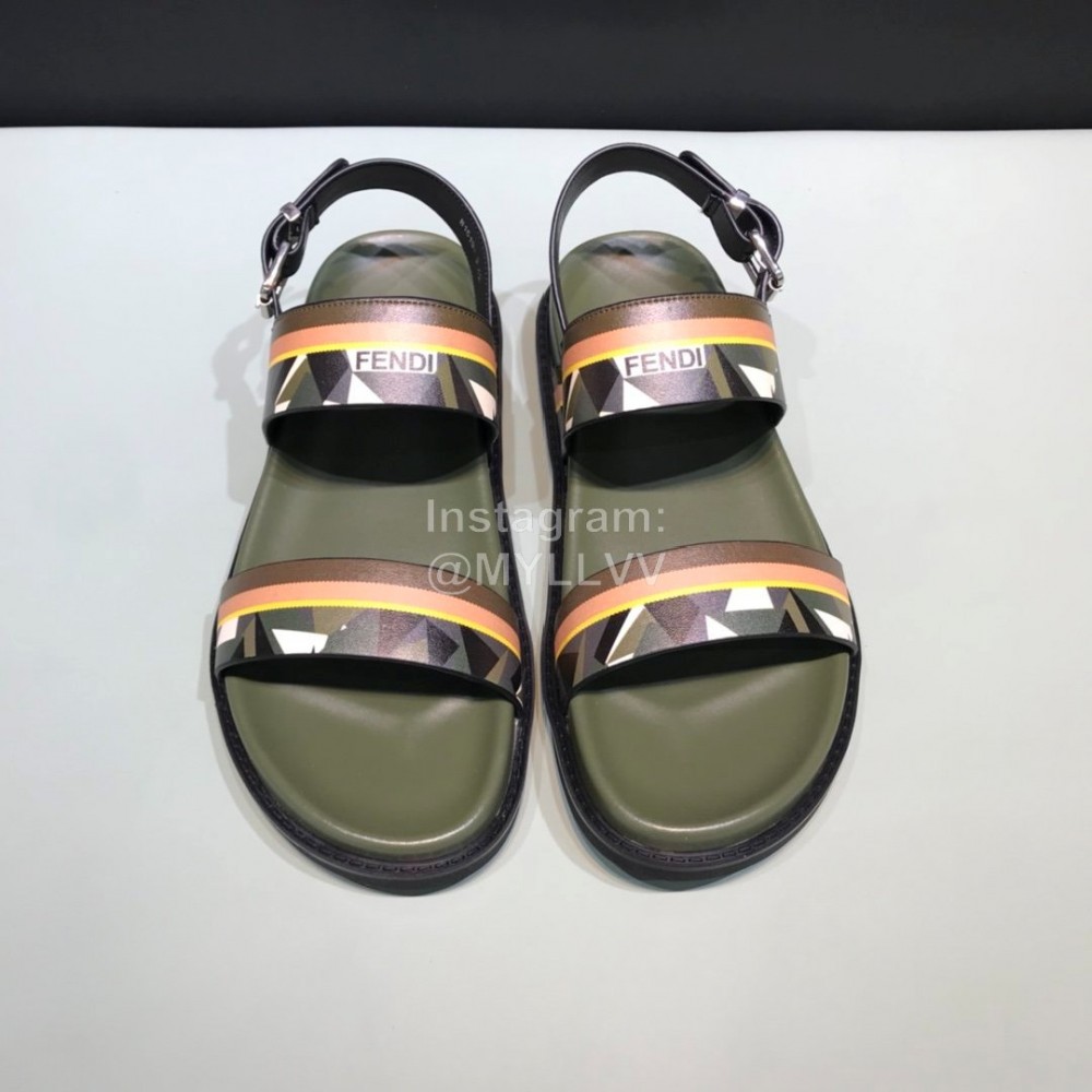 Fendi Fashion Printed Calf Leather Scandals For Men Green