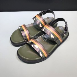 Fendi Fashion Printed Calf Leather Scandals For Men Green