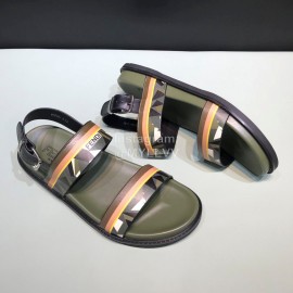 Fendi Fashion Printed Calf Leather Scandals For Men Green