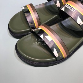 Fendi Fashion Printed Calf Leather Scandals For Men Green