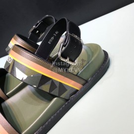 Fendi Fashion Printed Calf Leather Scandals For Men Green