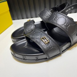 Fendi Black Embossed Leather Scandals For Men