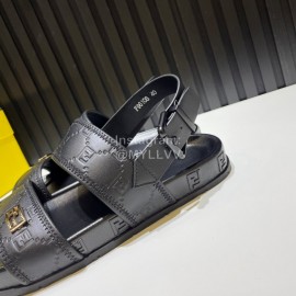 Fendi Black Embossed Leather Scandals For Men