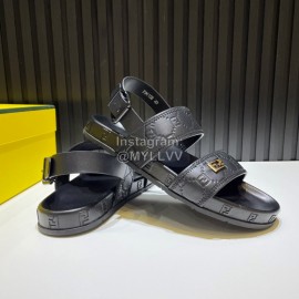 Fendi Black Embossed Leather Scandals For Men