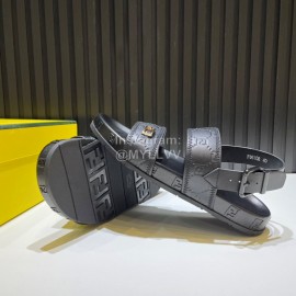 Fendi Black Embossed Leather Scandals For Men