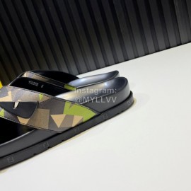 Fendi Camouflage Printed Leather Cross Slippers For Men
