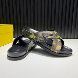 Fendi Camouflage Printed Leather Cross Slippers For Men