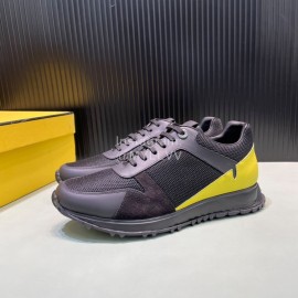Fendi Mesh Leather Sneakers With Bag Bugs Eyes For Men Black
