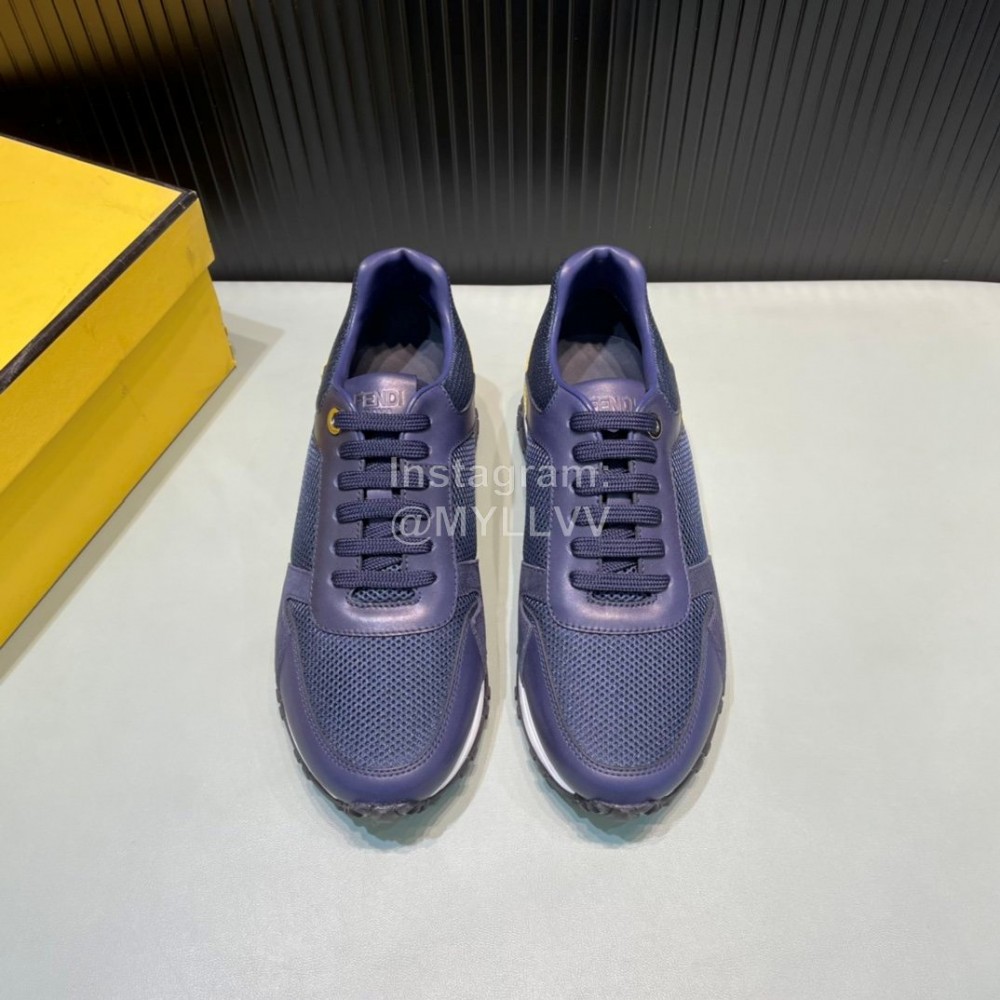 Fendi Mesh Leather Sneakers With Bag Bugs Eyes For Men Navy