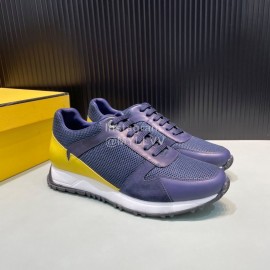 Fendi Mesh Leather Sneakers With Bag Bugs Eyes For Men Navy