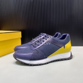 Fendi Mesh Leather Sneakers With Bag Bugs Eyes For Men Navy