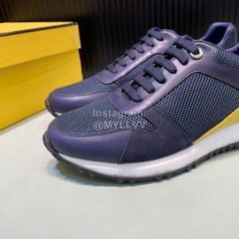 Fendi Mesh Leather Sneakers With Bag Bugs Eyes For Men Navy