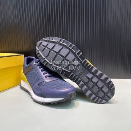 Fendi Mesh Leather Sneakers With Bag Bugs Eyes For Men Navy