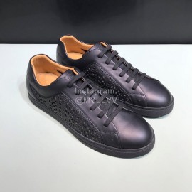 Fendi Leather Organza Lace Up Casual Sneakers For Men Black