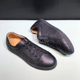 Fendi Leather Organza Lace Up Casual Sneakers For Men Black
