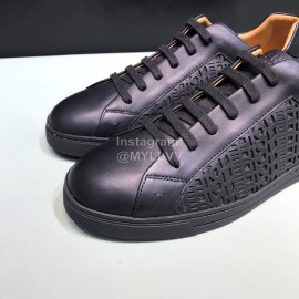 Fendi Leather Organza Lace Up Casual Sneakers For Men Black