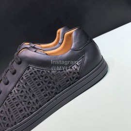 Fendi Leather Organza Lace Up Casual Sneakers For Men Black