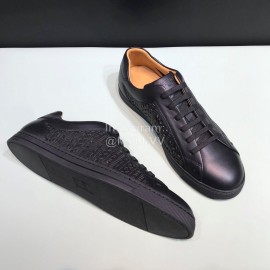 Fendi Leather Organza Lace Up Casual Sneakers For Men Black