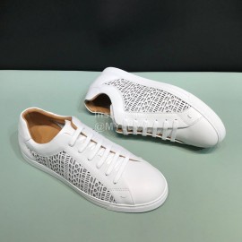 Fendi Leather Organza Lace Up Casual Sneakers For Men White