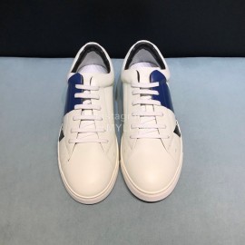 Fendi Leather Lace Up Casual Sneakers With Bag Bugs Eyes For Men Blue