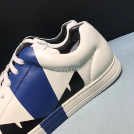 Fendi Leather Lace Up Casual Sneakers With Bag Bugs Eyes For Men Blue