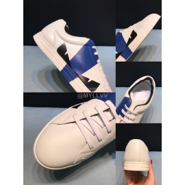 Fendi Leather Lace Up Casual Sneakers With Bag Bugs Eyes For Men Blue