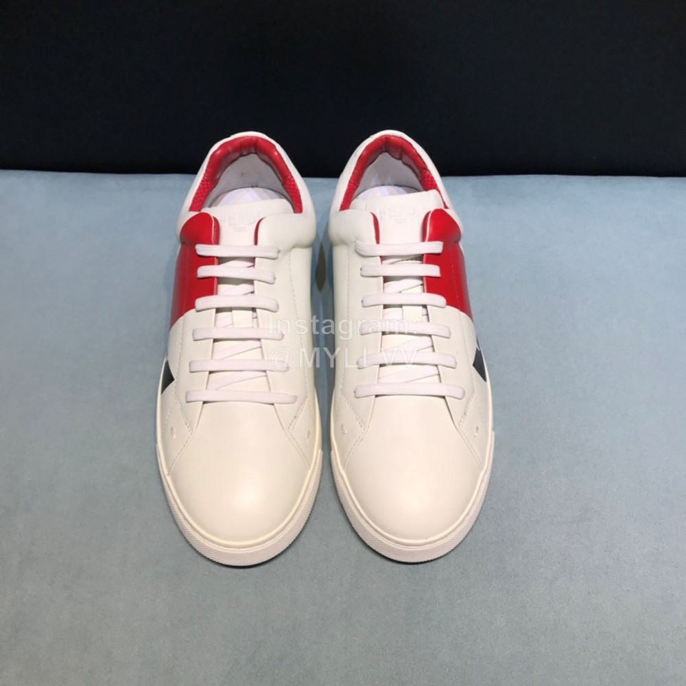 Fendi Leather Lace Up Casual Sneakers With Bag Bugs Eyes For Men Red