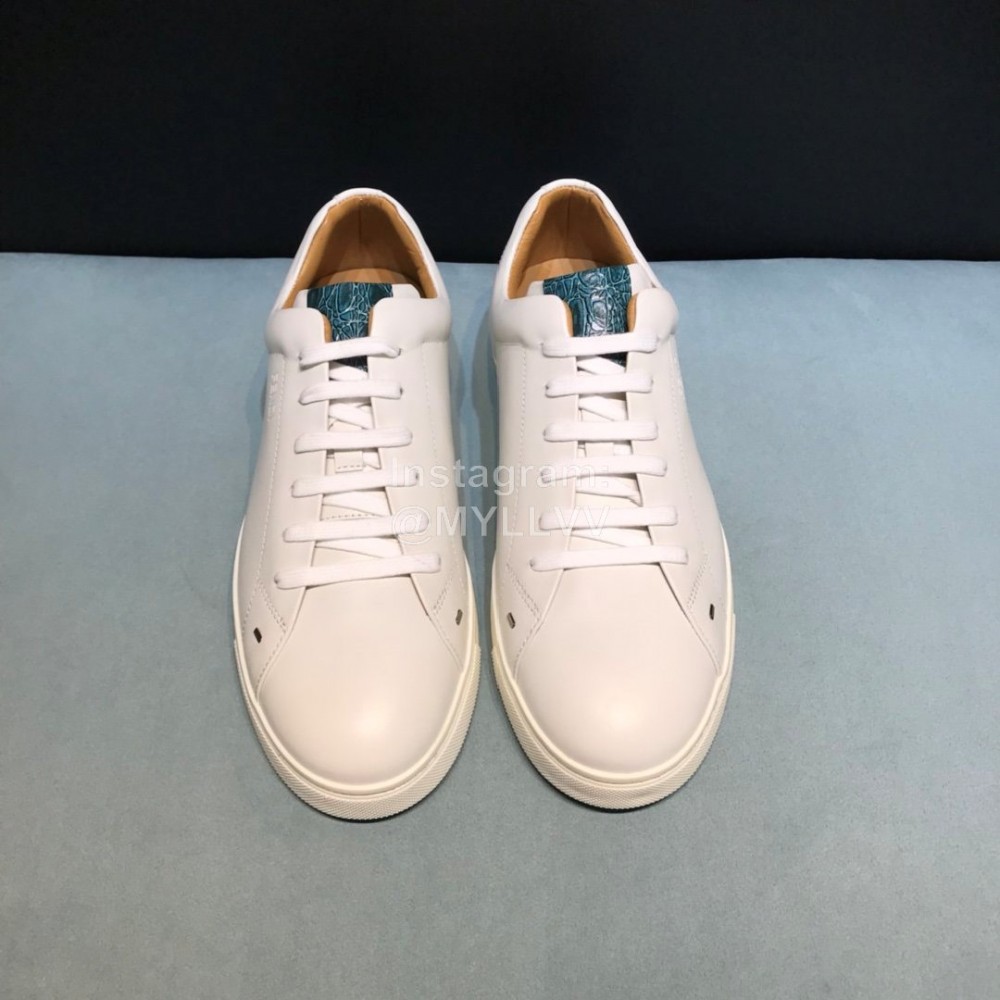 Fendi Leather Lace Up Casual Sneakers For Men White