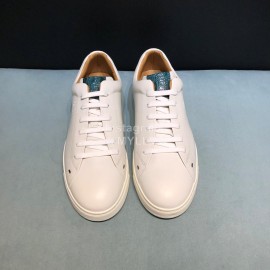 Fendi Leather Lace Up Casual Sneakers For Men White