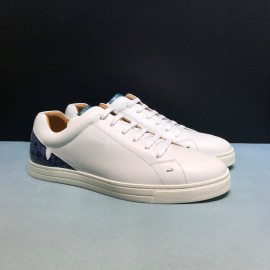 Fendi Leather Lace Up Casual Sneakers For Men White
