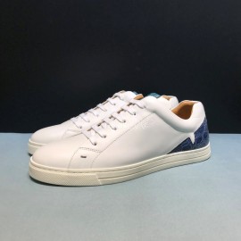 Fendi Leather Lace Up Casual Sneakers For Men White