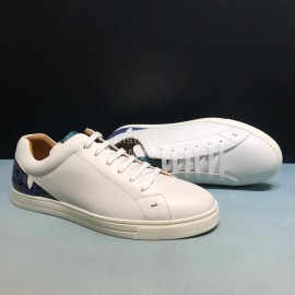 Fendi Leather Lace Up Casual Sneakers For Men White