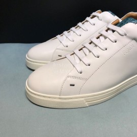 Fendi Leather Lace Up Casual Sneakers For Men White