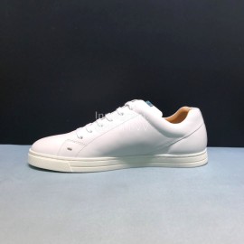 Fendi Leather Lace Up Casual Sneakers For Men White