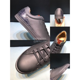 Fendi Leather Lace Up Casual Sneakers For Men Black