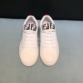 Fendi New Leather Lace Up Casual Sneakers For Men White