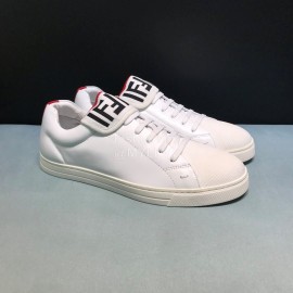 Fendi New Leather Lace Up Casual Sneakers For Men White