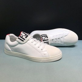 Fendi New Leather Lace Up Casual Sneakers For Men White