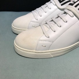 Fendi New Leather Lace Up Casual Sneakers For Men White