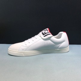 Fendi New Leather Lace Up Casual Sneakers For Men White