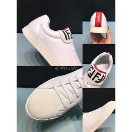 Fendi New Leather Lace Up Casual Sneakers For Men White