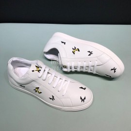 Fendi Embroidered Calf Leather Casual Sneakers For Men White