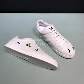 Fendi Embroidered Calf Leather Casual Sneakers For Men White