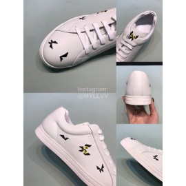 Fendi Embroidered Calf Leather Casual Sneakers For Men White