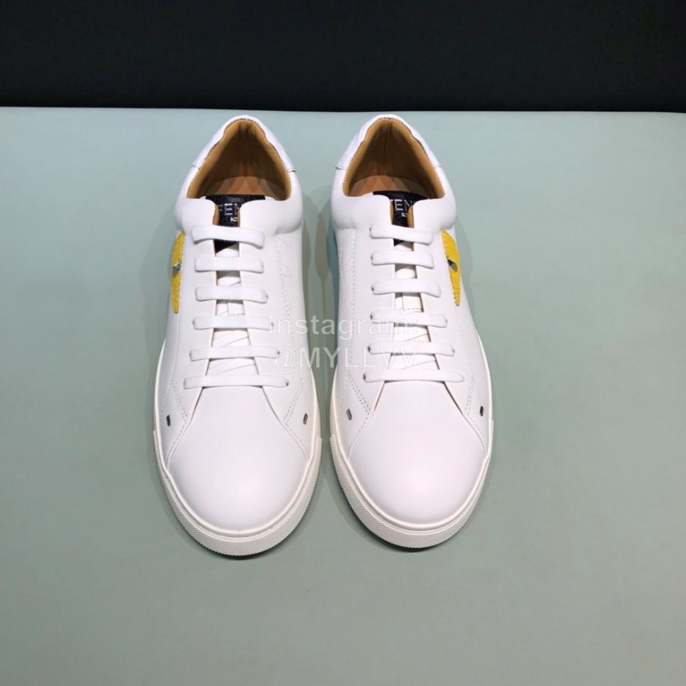 Fendi Fashion Leather Lace Up Casual Sneakers For Men White